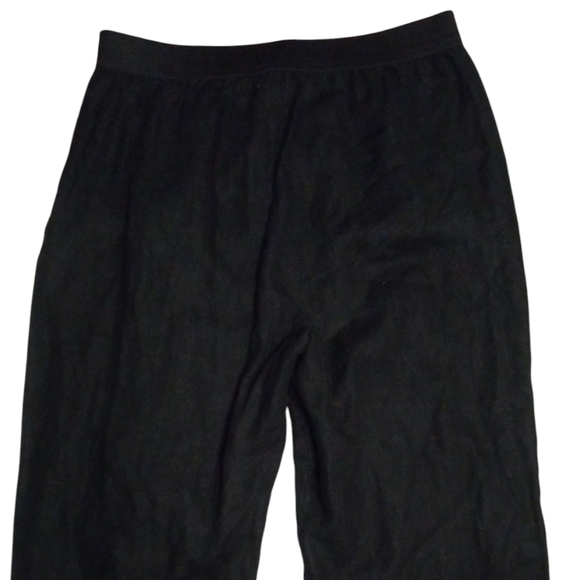Soft Surroundings Black Elastic Pull On Waist Linen Wide Leg Pants Size Medium - Picture 5 of 6